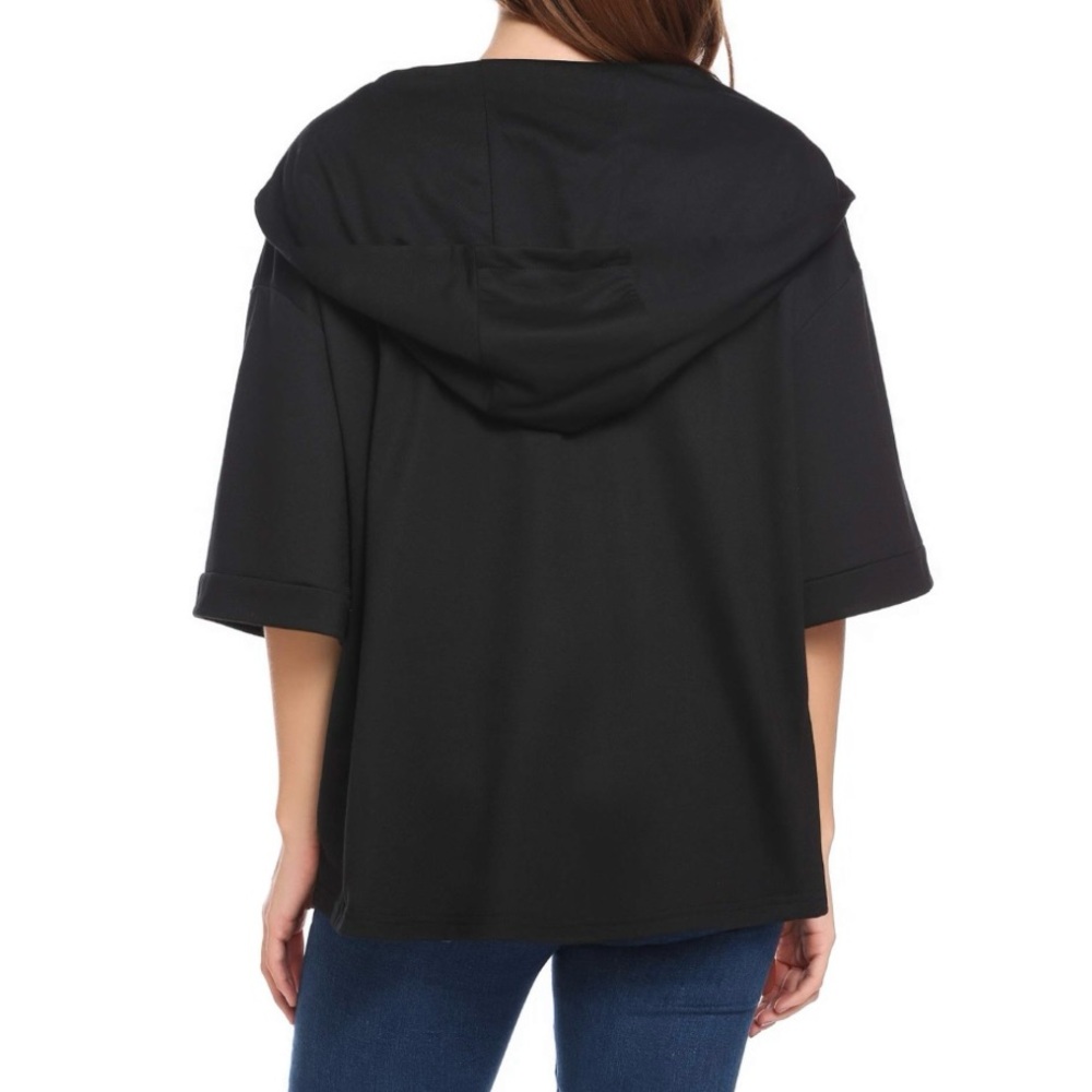 Zeagoo Hoodie Zip up Short Sleeve Jacket - Picture 3 of 6
